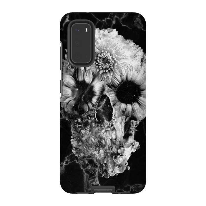 Galaxy S20 StrongFit Floral Skull Marble by Ali Gulec