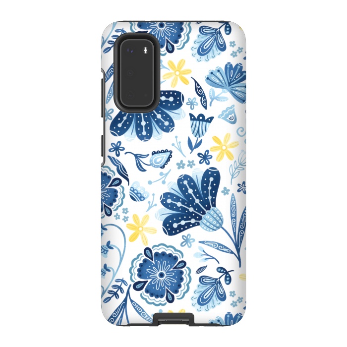 Galaxy S20 StrongFit Intricate Blue Floral by Noonday Design