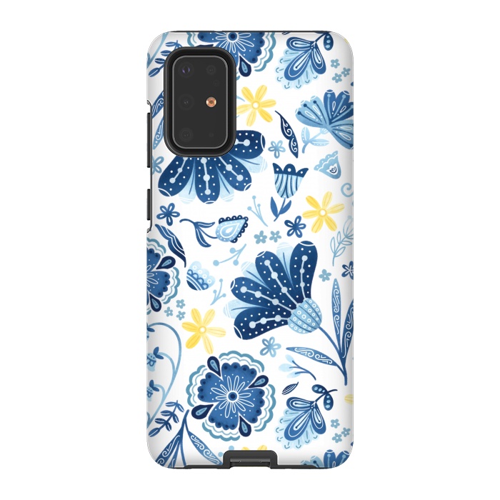 Galaxy S20 Plus StrongFit Intricate Blue Floral by Noonday Design