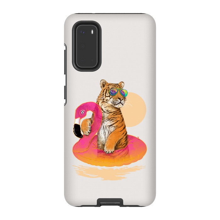 Galaxy S20 StrongFit Chillin Flamingo Tiger by 38 Sunsets