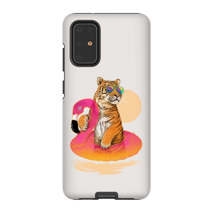 Galaxy S20 Plus StrongFit Chillin Flamingo Tiger by 38 Sunsets