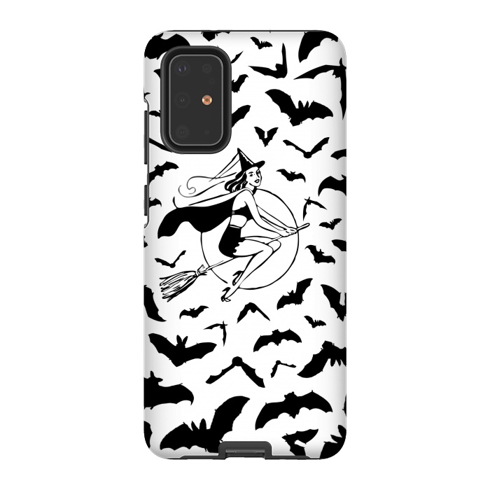Galaxy S20 Plus StrongFit Witch and flying bats vintage illustration by Oana 