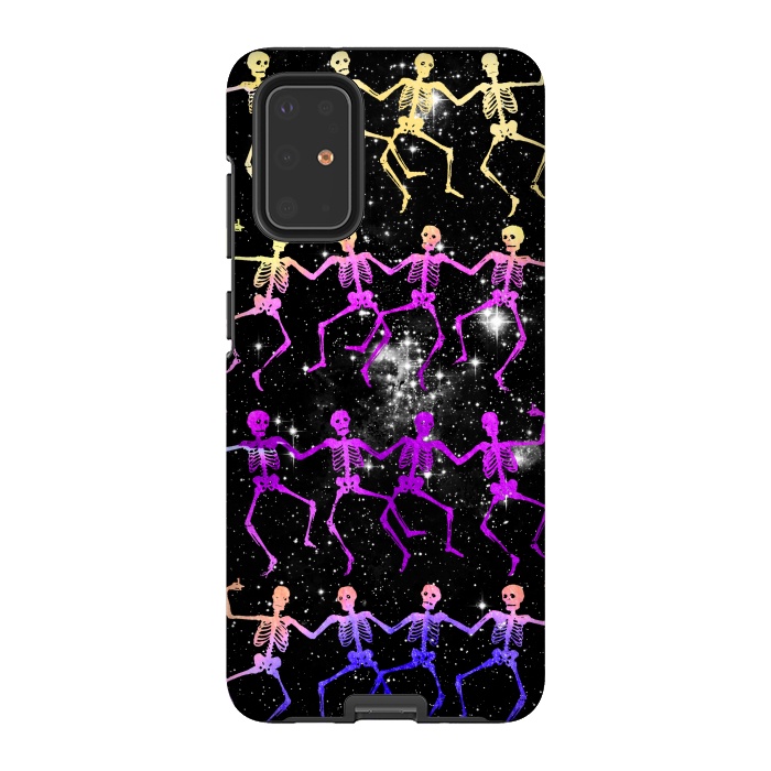 Galaxy S20 Plus StrongFit Neon gradient dancing skeletons Halloween by Oana 