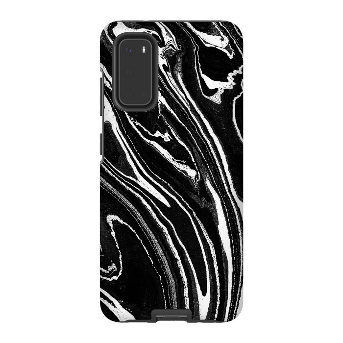 Galaxy S20 StrongFit Dark minimal marble stripes art by Oana 
