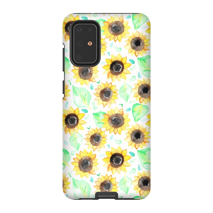 Galaxy S20 Plus StrongFit Cheerful Watercolor Sunflowers by Tangerine-Tane