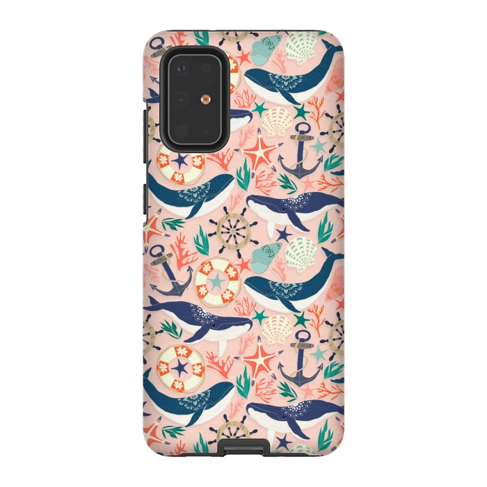 Galaxy S20 Plus StrongFit Whale Song on Coral Blush by Tangerine-Tane