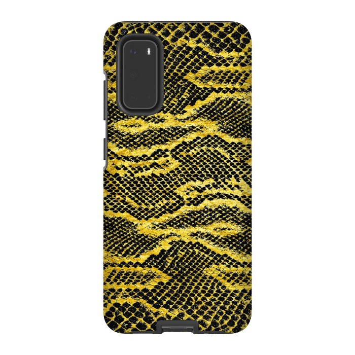 Galaxy S20 StrongFit Black and Gold Snake Skin II by Art Design Works