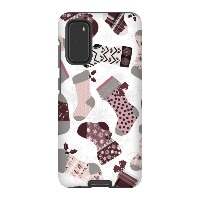 Galaxy S20 StrongFit Christmas Stockings in Purple and Gray by Paula Ohreen