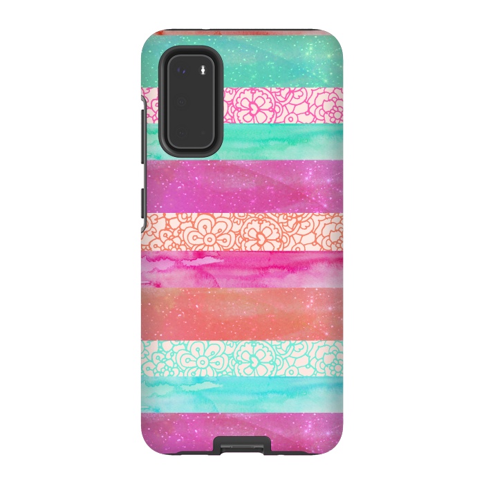 Galaxy S20 StrongFit Tropical Stripes by Tangerine-Tane