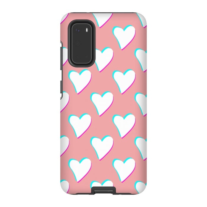Galaxy S20 StrongFit Retro Pink Hearts by Julie Erin Designs