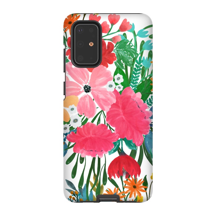Galaxy S20 Plus StrongFit Trendy Pink watercolor Floral Bouquet White Design by InovArts