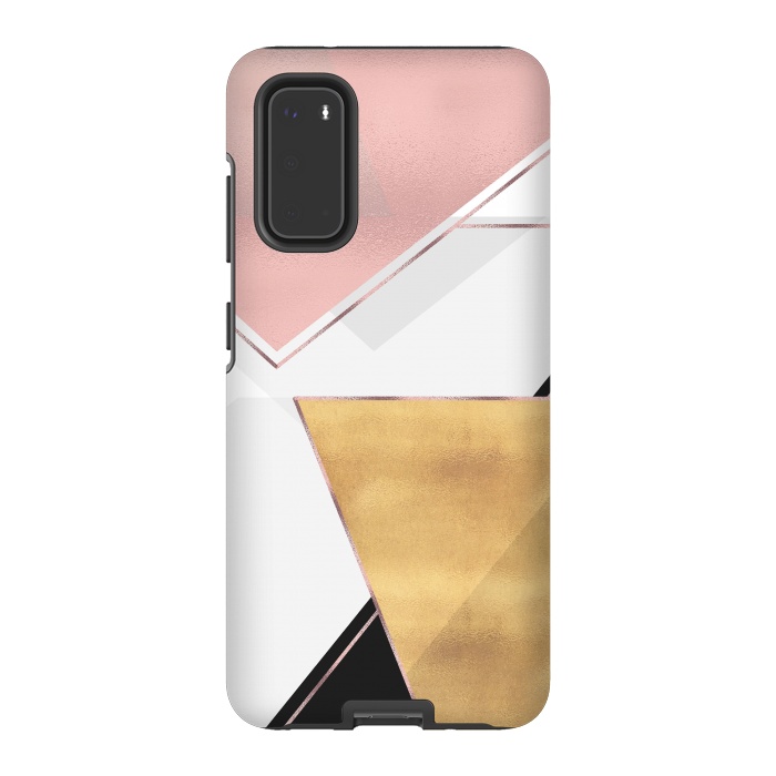 Galaxy S20 StrongFit Stylish Gold and Rose Pink Geometric Abstract Design by InovArts