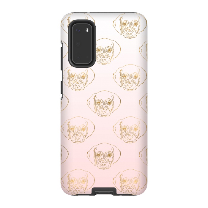 Galaxy S20 StrongFit Girly Gold Puppy Dog White Pink Gradient Pattern by InovArts