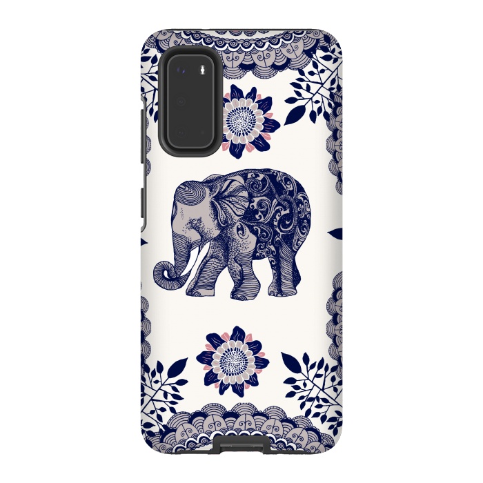 Galaxy S20 StrongFit Floral Elephant by Rose Halsey