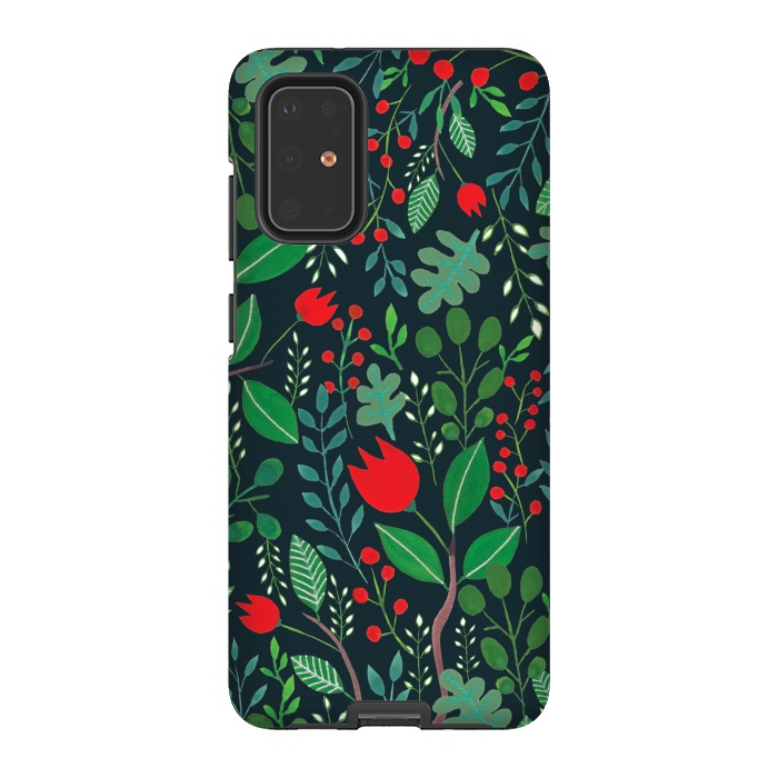 Galaxy S20 Plus StrongFit Christmas Floral 2 Black by Hanny Agustine