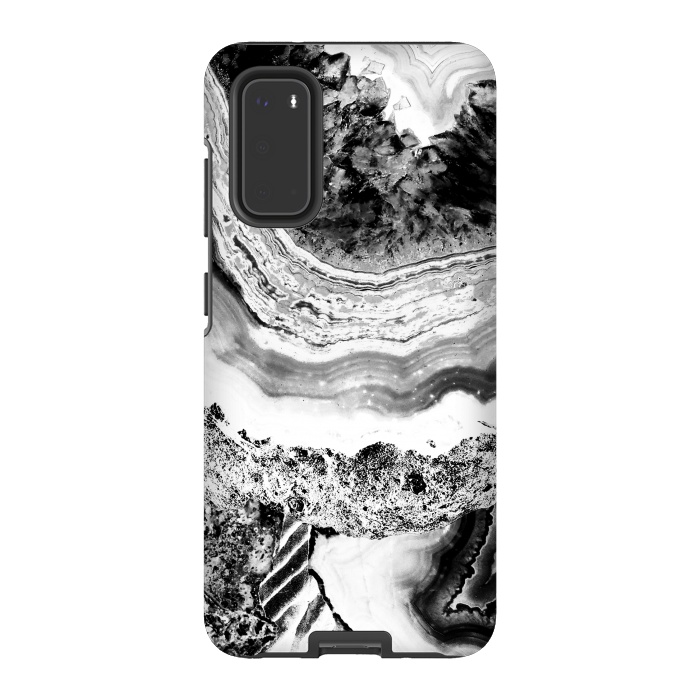 Galaxy S20 StrongFit Black and white geode marble art by Oana 