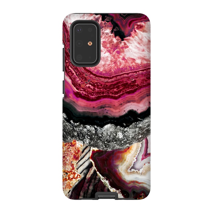 Galaxy S20 Plus StrongFit Vibrant pink gold agate geode stones by Oana 