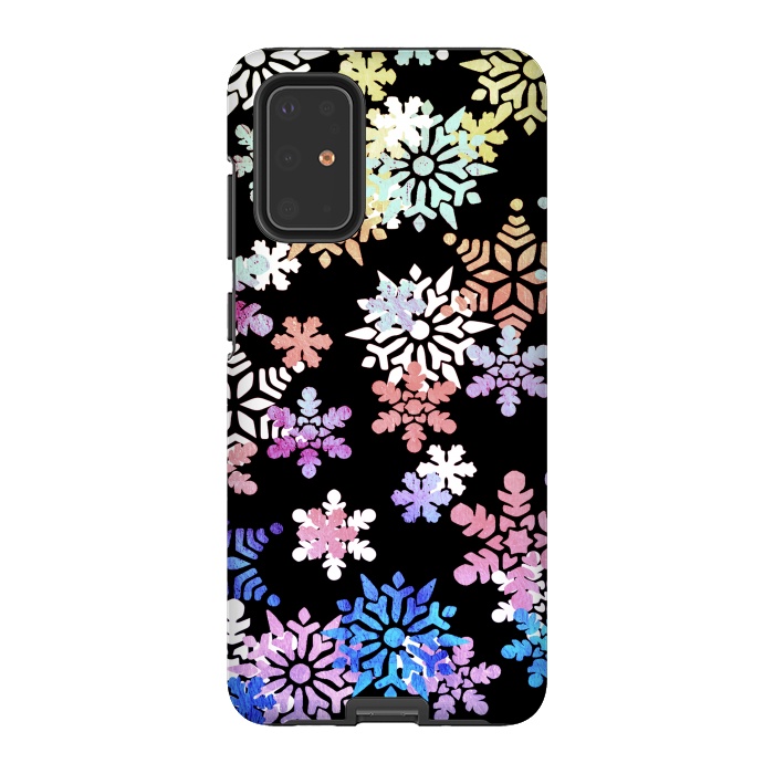 Galaxy S20 Plus StrongFit Rainbow colourful snowflakes Christmas pattern by Oana 