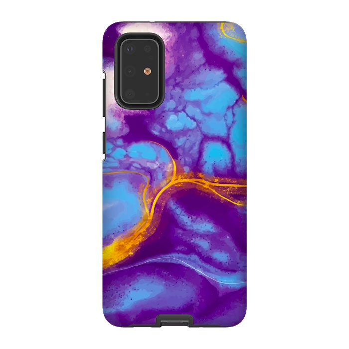 Galaxy S20 Plus StrongFit blue purple gold marble by haroulita