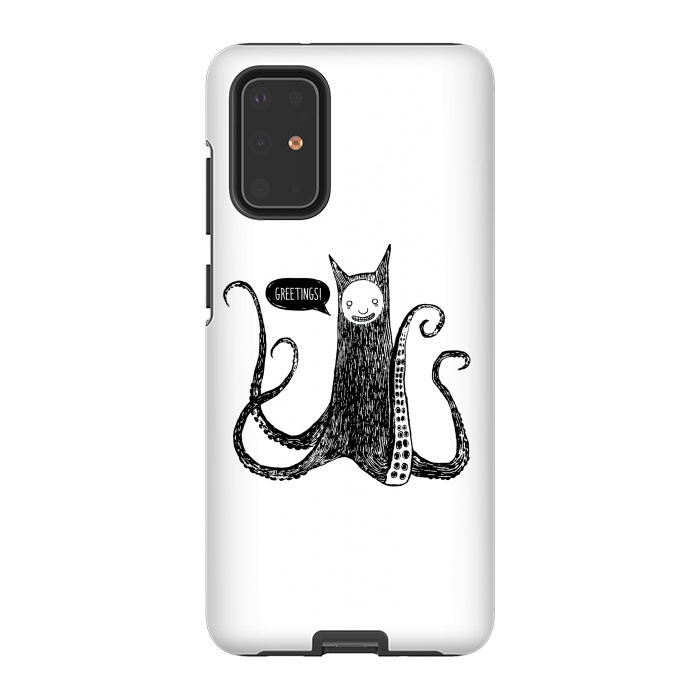 Galaxy S20 Plus StrongFit Greetings from the kraken cat by Laura Nagel
