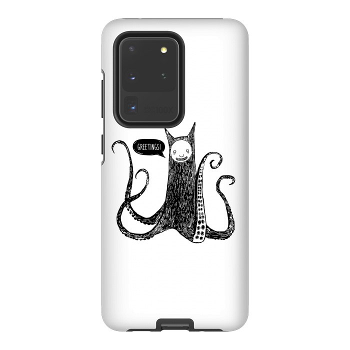 Galaxy S20 Ultra StrongFit Greetings from the kraken cat by Laura Nagel