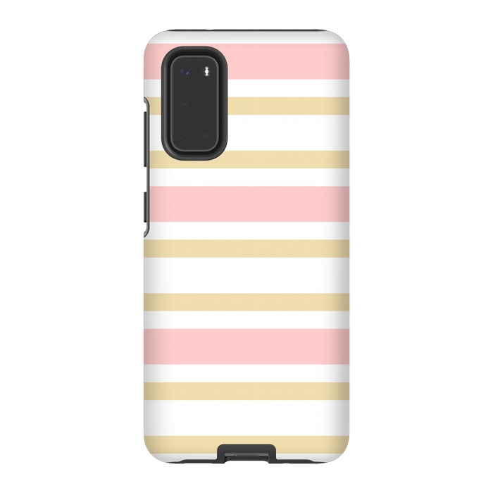 Galaxy S20 StrongFit pink golden stripes pattern by MALLIKA
