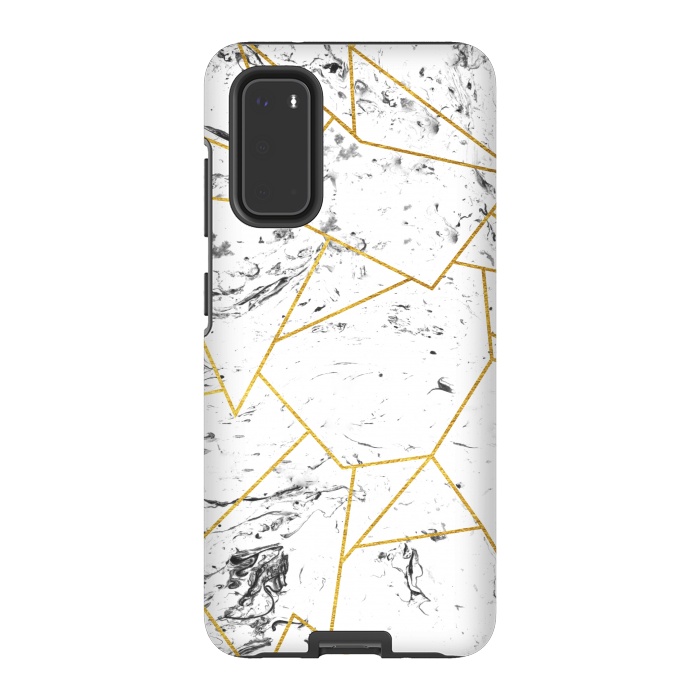 Galaxy S20 StrongFit White marble and gold frame by Julia Badeeva