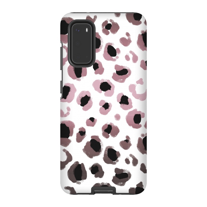 Galaxy S20 StrongFit Pink brown leopard print spots by Oana 