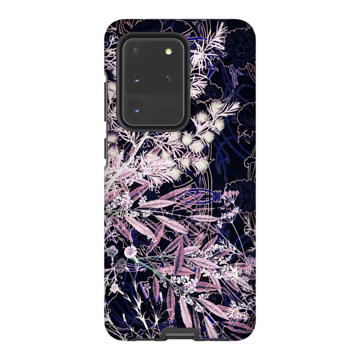 Galaxy S20 Ultra StrongFit Pink purple botanical illustration by Oana 