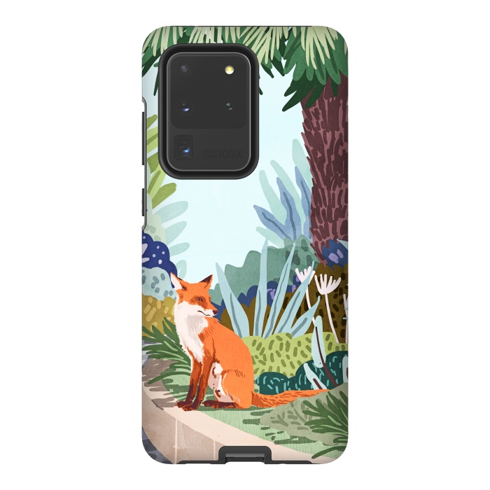 Galaxy S20 Ultra StrongFit Fox in The Garden | Animals Wildlife Botanical Nature Painting | Boho Colorful Jungle Illustration by Uma Prabhakar Gokhale