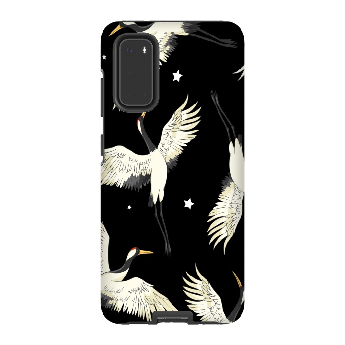 Galaxy S20 StrongFit black white birds by haroulita