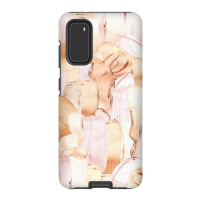 Galaxy S20 StrongFit Blush Faux Gold Copper Acrylic Brush Strokes by  Utart