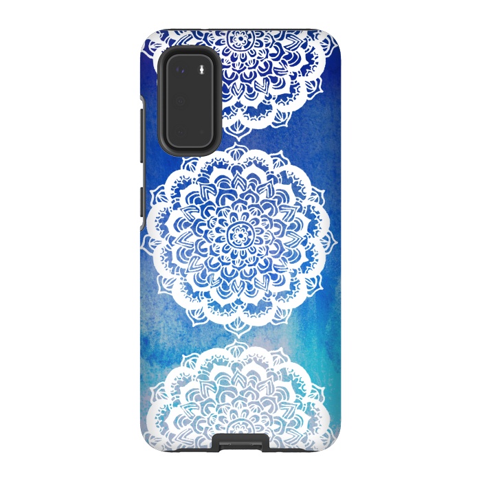 Galaxy S20 StrongFit Intricate Mandala on Watercolor Blue by Tangerine-Tane