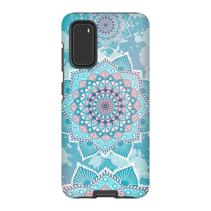 Galaxy S20 StrongFit Flower mandala turquoise blue by Jms