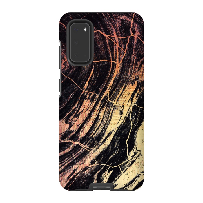 Galaxy S20 StrongFit Gold marble brush strokes by Oana 