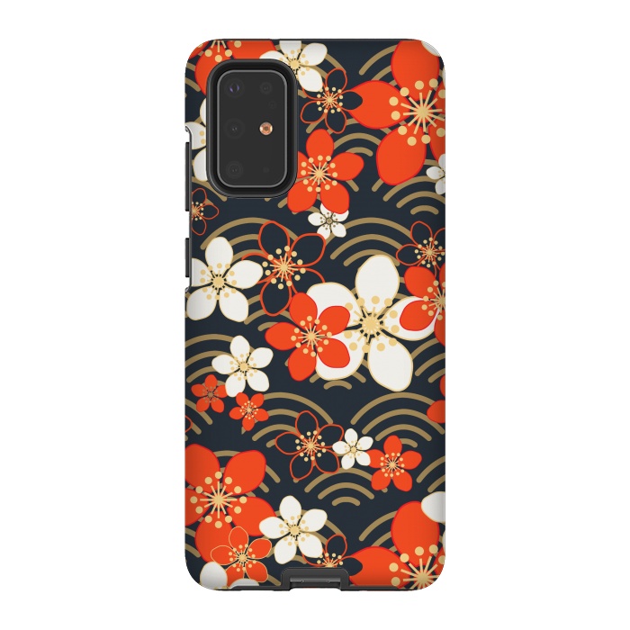 Galaxy S20 Plus StrongFit white floral ethnic pattern 2  by MALLIKA