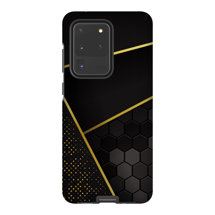 Galaxy S20 Ultra StrongFit black gold geometrical art by haroulita