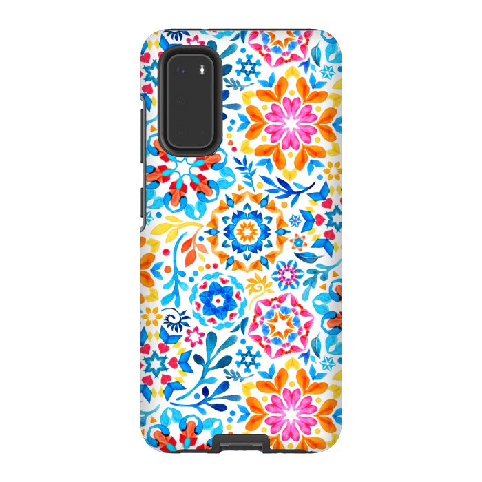 Galaxy S20 StrongFit Watercolor Kaleidoscope Floral - brights by Micklyn Le Feuvre