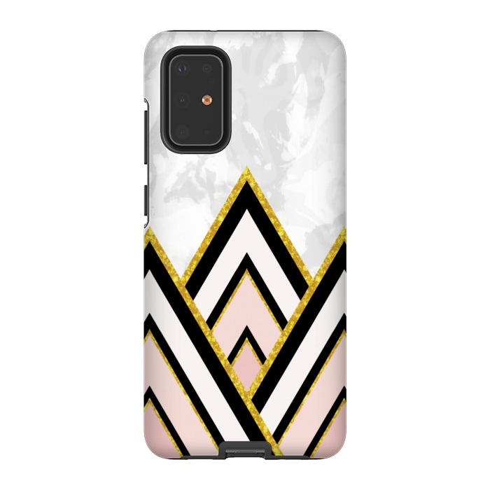 Galaxy S20 Plus StrongFit Geometric pink gold triangles by Jms