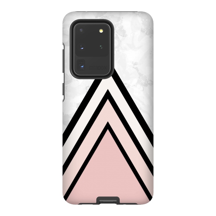 Galaxy S20 Ultra StrongFit Black pink triangles by Jms