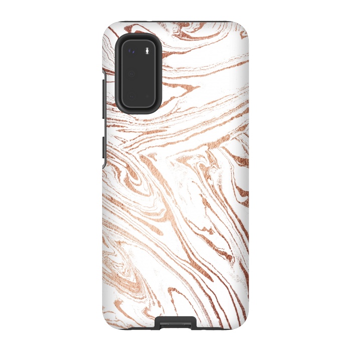 Galaxy S20 StrongFit White marble with rose gold details by Oana 
