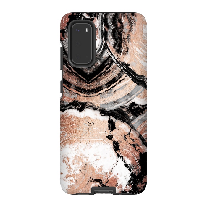 Galaxy S20 StrongFit Rose gold geode marble by Oana 