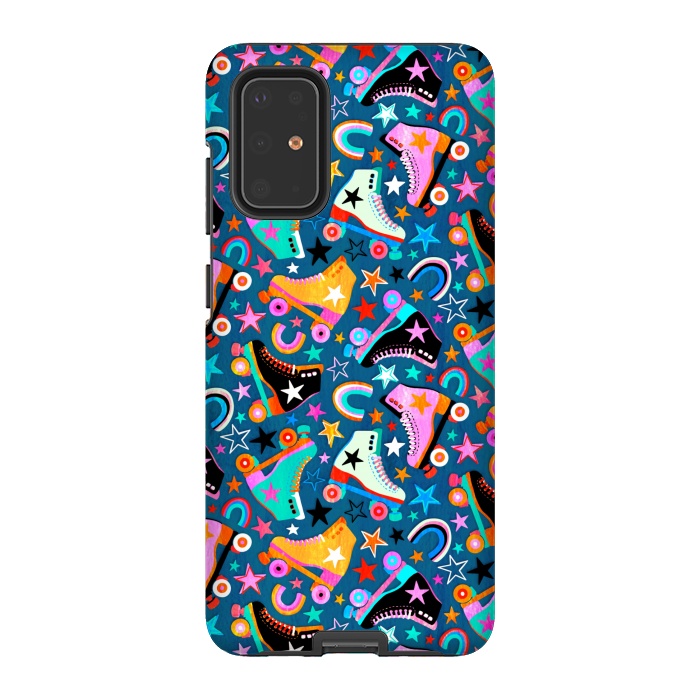 Galaxy S20 Plus StrongFit Retro Rainbow Roller Skates and Stars by Micklyn Le Feuvre