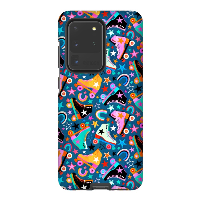 Galaxy S20 Ultra StrongFit Retro Rainbow Roller Skates and Stars by Micklyn Le Feuvre