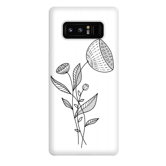 Galaxy Note 8 StrongFit Abstract Flowers Doodle Black And White Elegant Line Art by Boriana Giormova