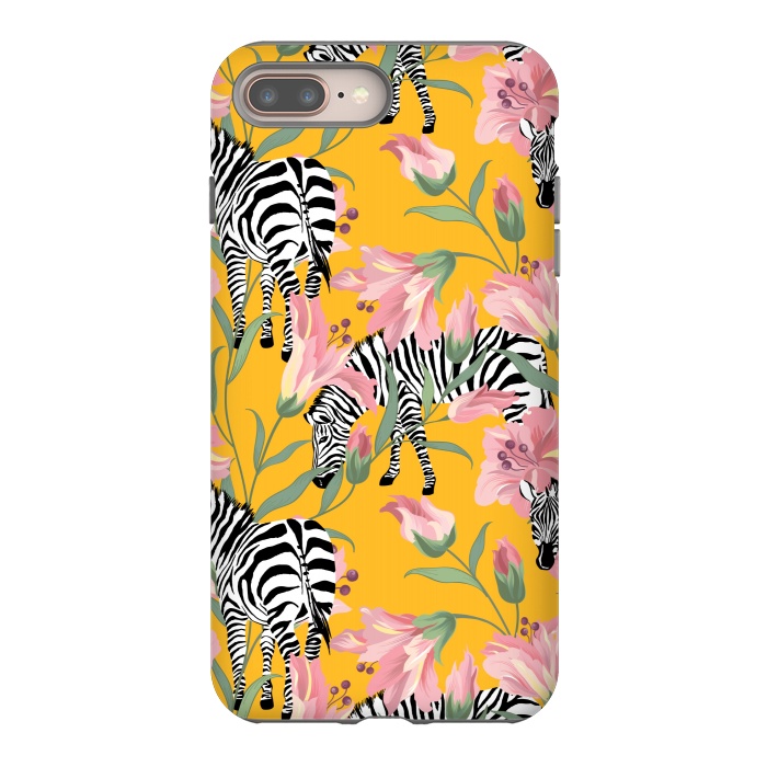 iPhone 7 plus StrongFit Striped For Life | Zebra Mango Forest | Modern Bohemian Wildlife Jungle | Botanical Nature by Uma Prabhakar Gokhale