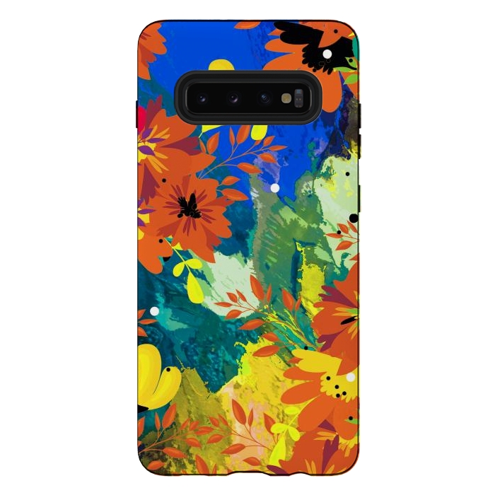 Galaxy S10 plus StrongFit Yellow foresf flowers by Josie