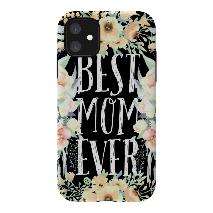 iPhone 11 StrongFit Best mom spring watercolor flowers  by Oana 