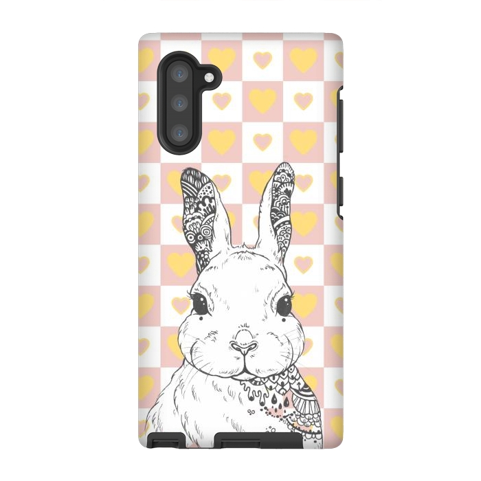 Galaxy Note 10 StrongFit Rabbit and yellow hearts Alice in Wonderland by Oana 