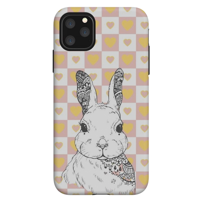 iPhone 11 Pro Max StrongFit Rabbit and yellow hearts Alice in Wonderland by Oana 